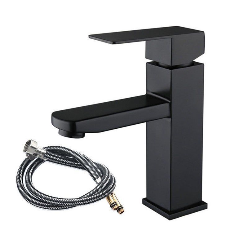 Czarny kran łazienkowy Bateria umywalkowa wysoka Stal nierdzewna Wodospad Matowa czerń