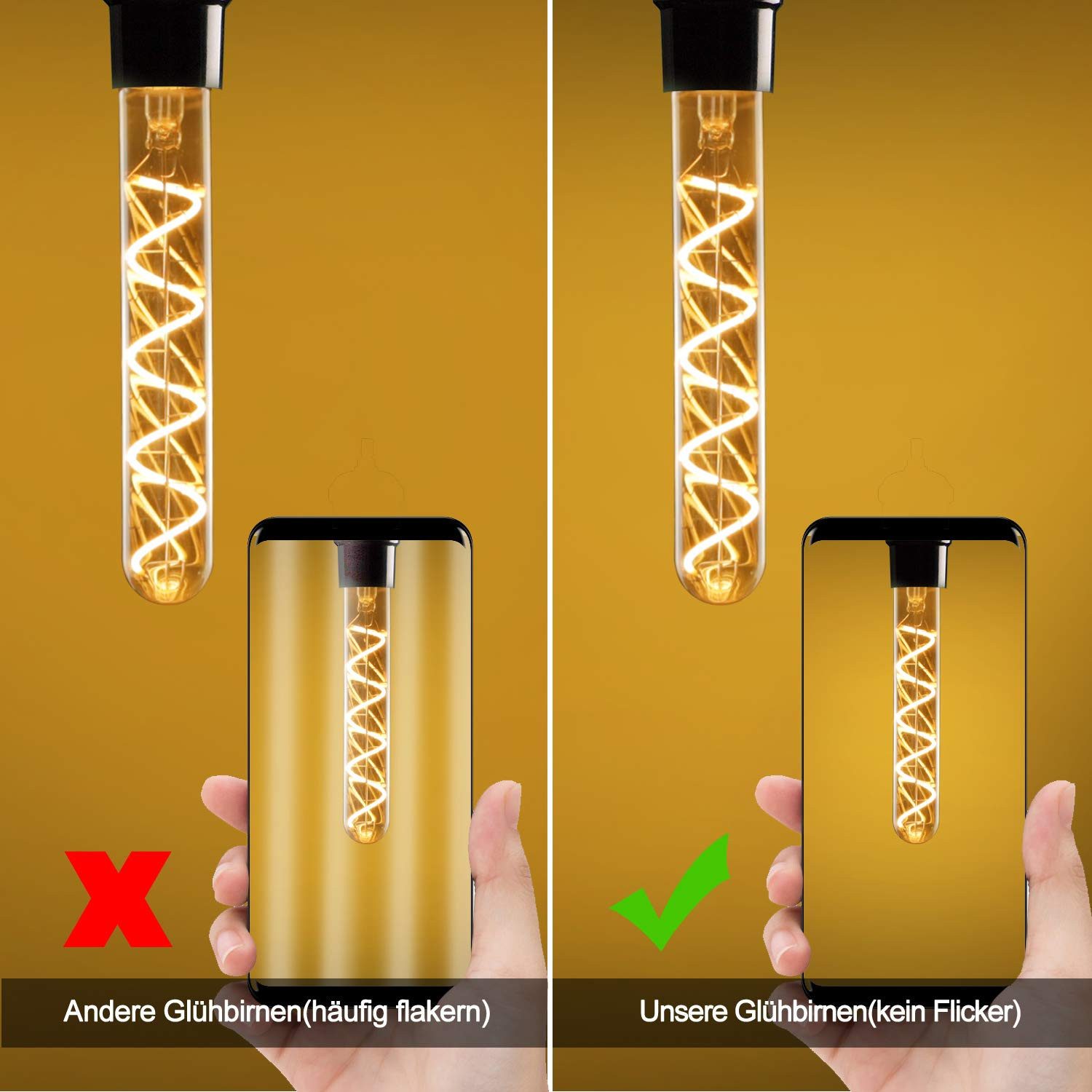 ZMH Ampoule LED Edison tubulaire vintage E27 4W blanc chaud - 8