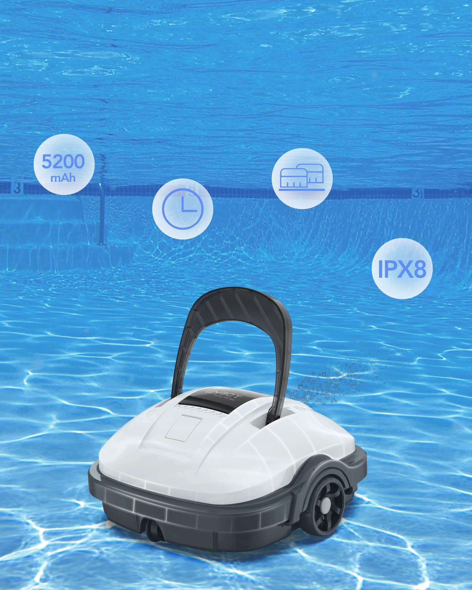 Robot de piscine sans fil Osprey 200 Max - Nettoyage puissant du fond, autonomie 100 min - 8