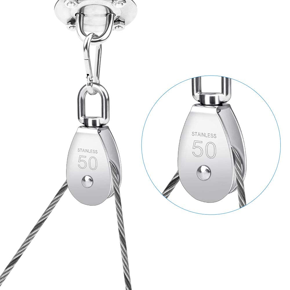Poulie Simple M50, Poulie En Acier Inoxydable 304 Poulie Pour Corde Poulie Pivotante à Une Roue Bloc De Poulie En Acier Inoxydableavec Capacité De Cha - 2