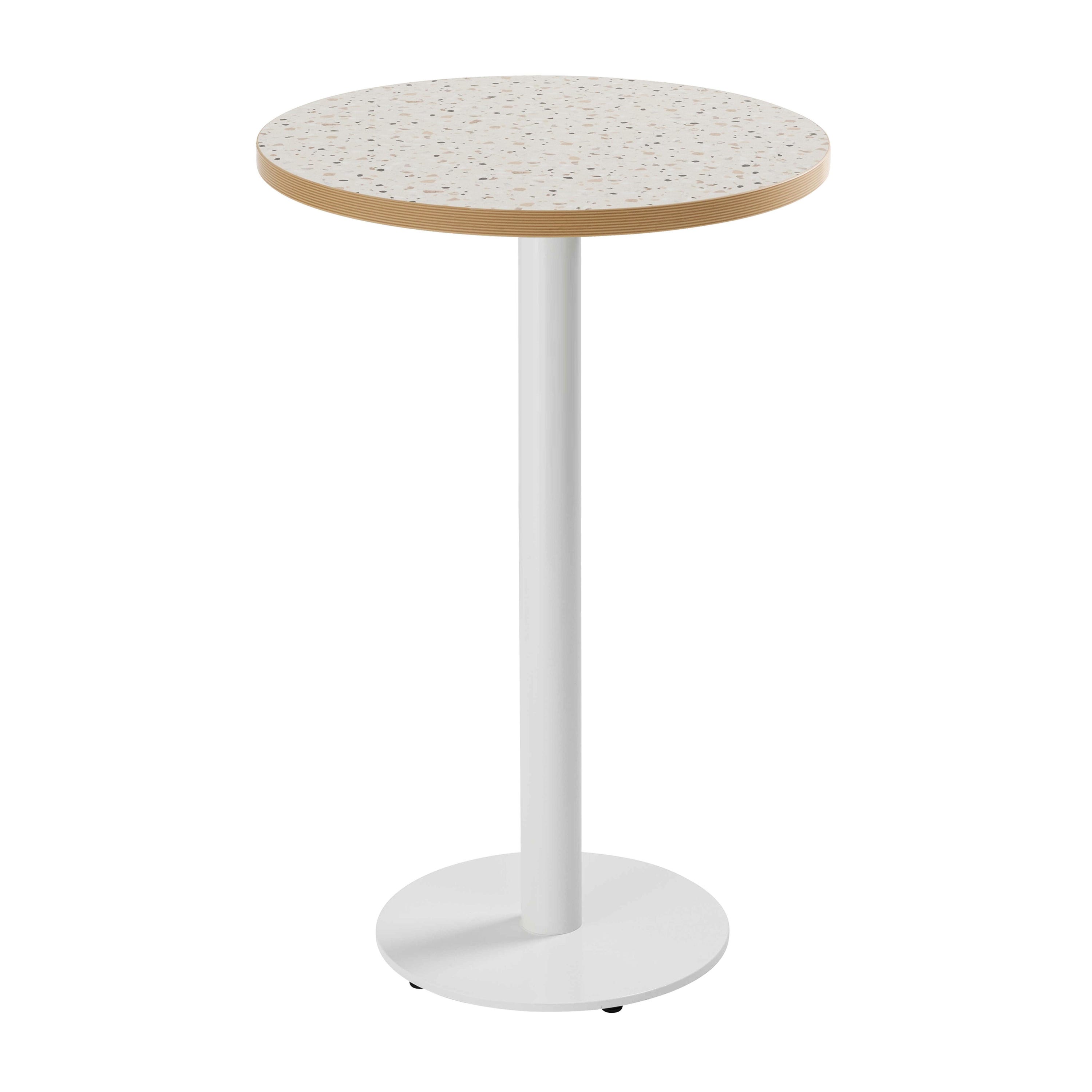 Oviala Table Haute Carrée 60 Cm – Pied Blanc, Plateau Bois Clair, Design Moderne Bar Table Stable Et Facile D'Entretien