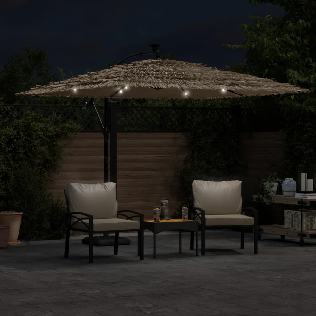 Parasol de jardin avec LED et mât en acier marron 269x269x235cm vidaXL - 4