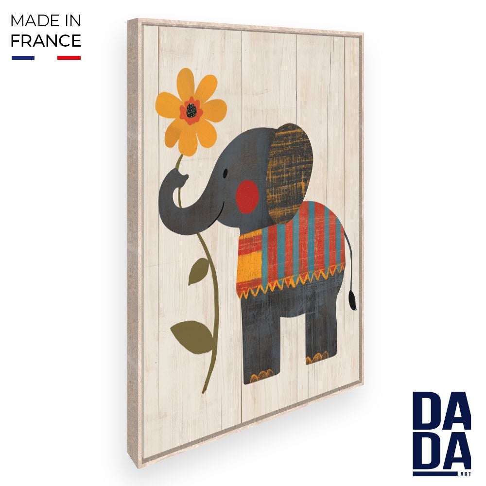 Kit De 4 Toiles Imprimées 100x50cm - Éléphant EL10BW - Tableaux Prêts à Accrocher