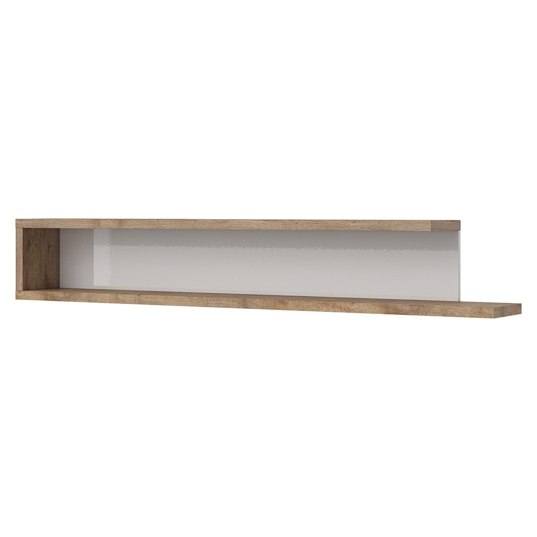 Estante de pared sinatra – 180 cm en color roble y blanco brillante