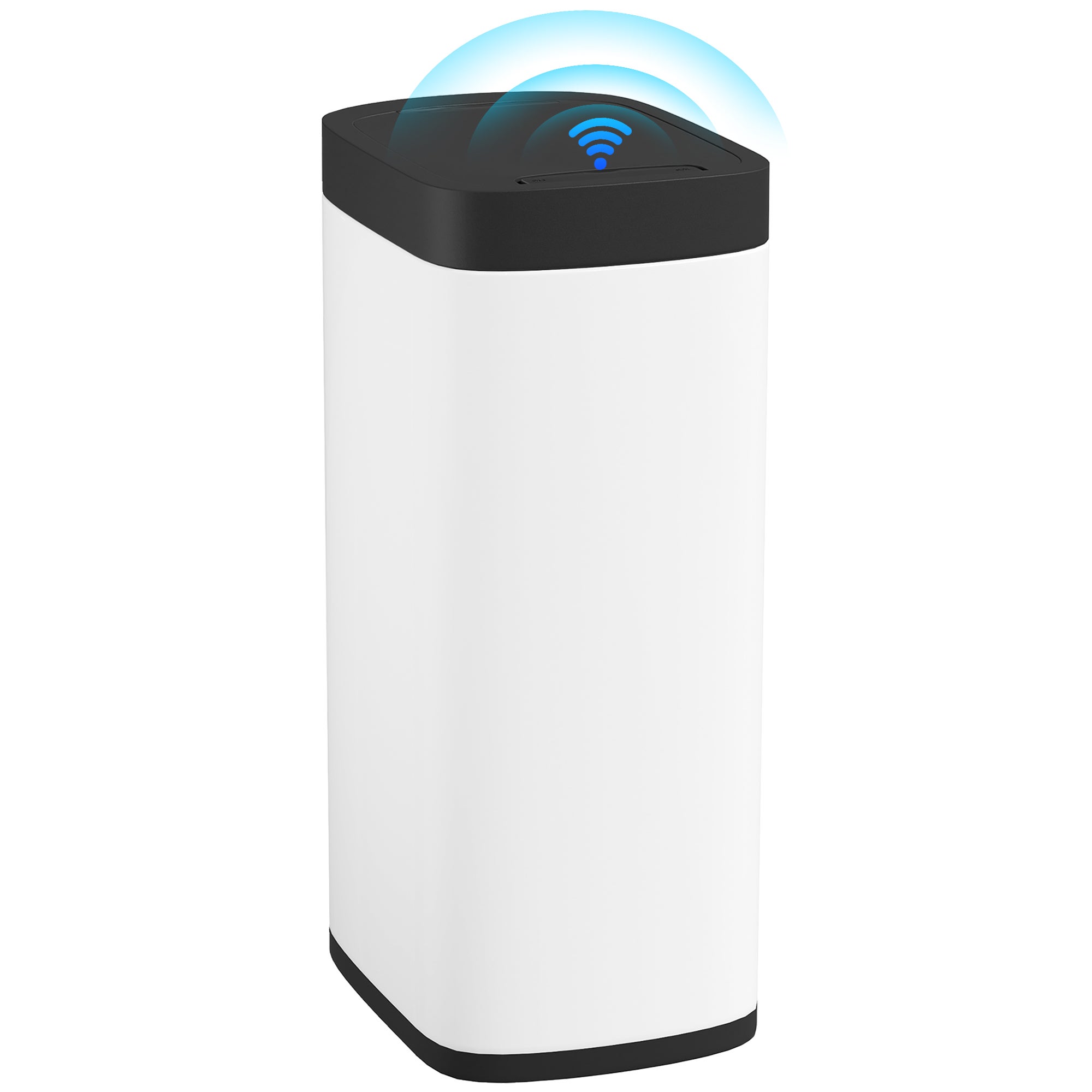Cubo de basura automático para cocina de 50 litros, con sensor de movimiento, funciona con pilas, 26,5 x 35,5 x 68 cm, color crema.