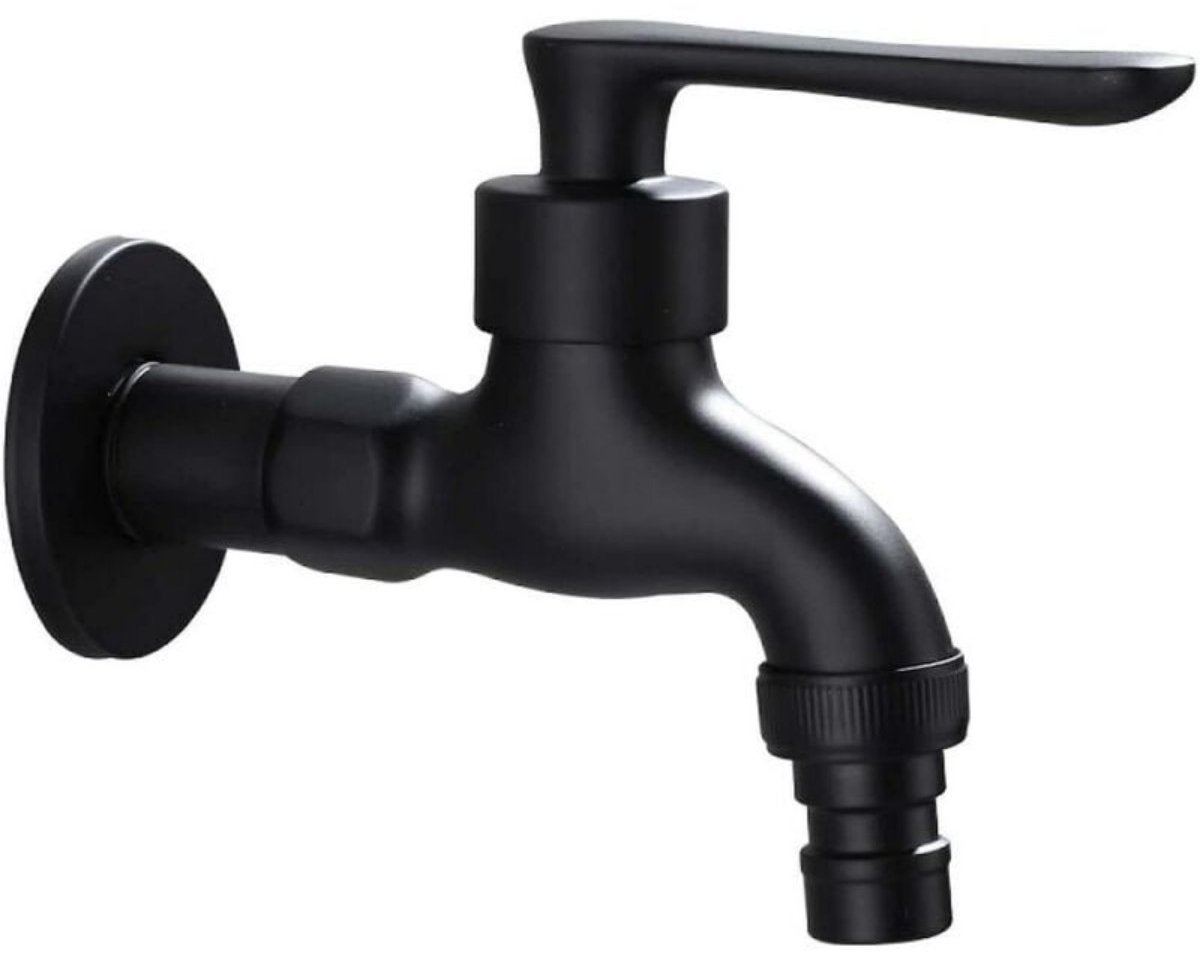 Robinet retro din metal negru, montat pe perete, robinet exterior cu ieșire de 1/ 2