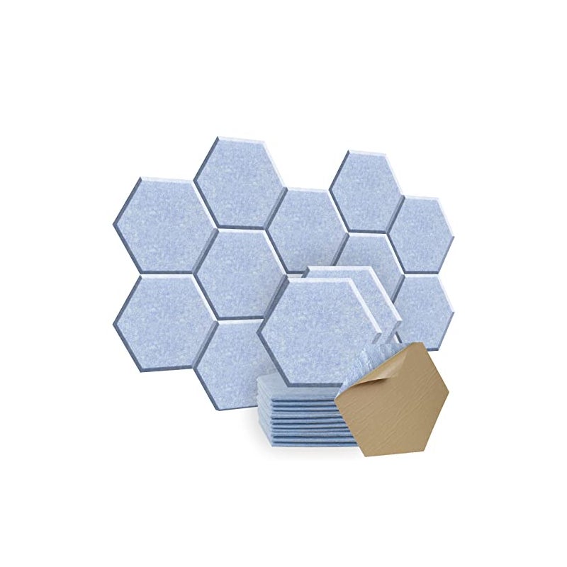 szt Samoprzylepne panele akustyczne pianka akustyczna o wysokiej gęstości sześciokątne panele dźwiękochłonne izolacja akustyczna jasnoniebieski