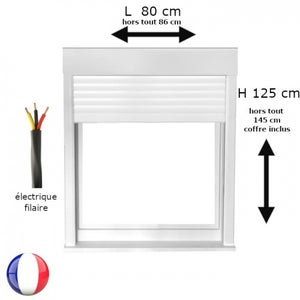 Fenêtre oscillo-battant avec volet roulant électrique PVC H 125 x L 80 cm 1 vantail - tirant gauche