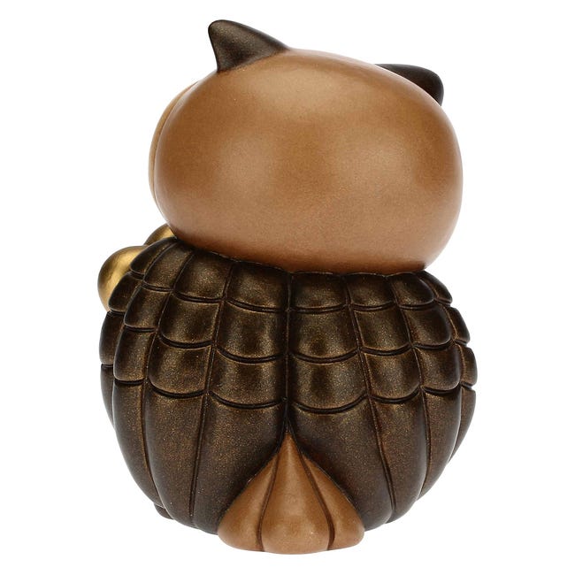 Statuetta Gufo Saggio Con Chiave THUN - Ceramica, 9x9x11.5 Cm, Idea Regalo Elegante