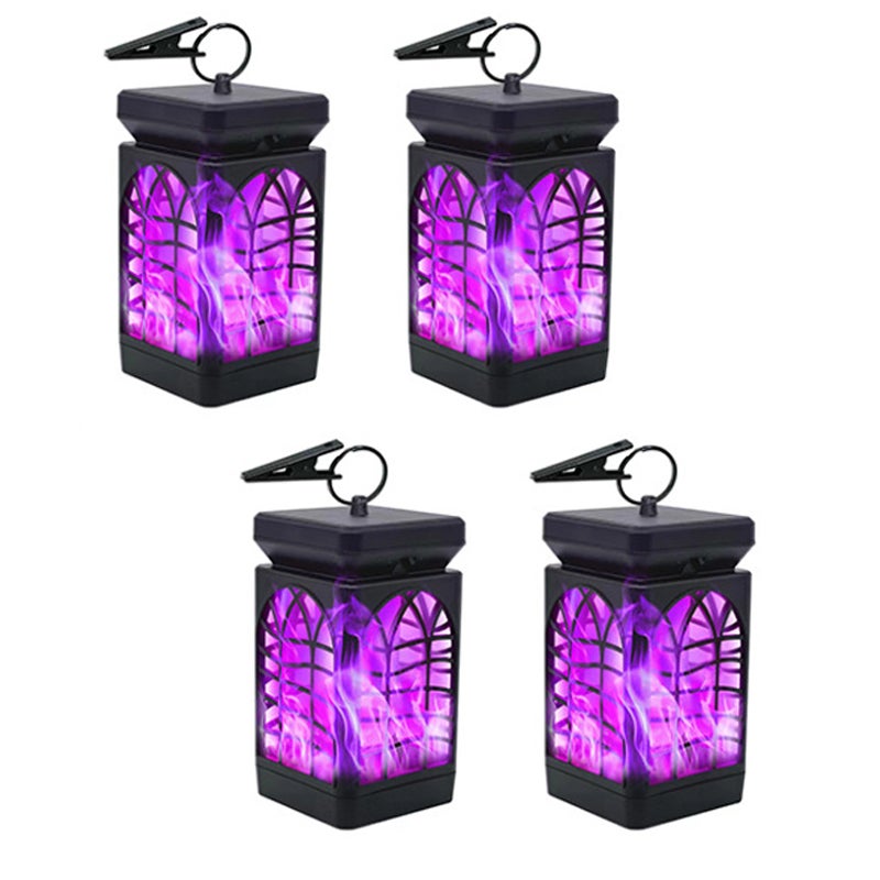 Wiszące latarnie solarne, oświetlenie zewnętrzne, wodoodporne, migoczący płomień, wiszące latarnie, oświetlenie dekoracyjne, opakowanie 4 szt.