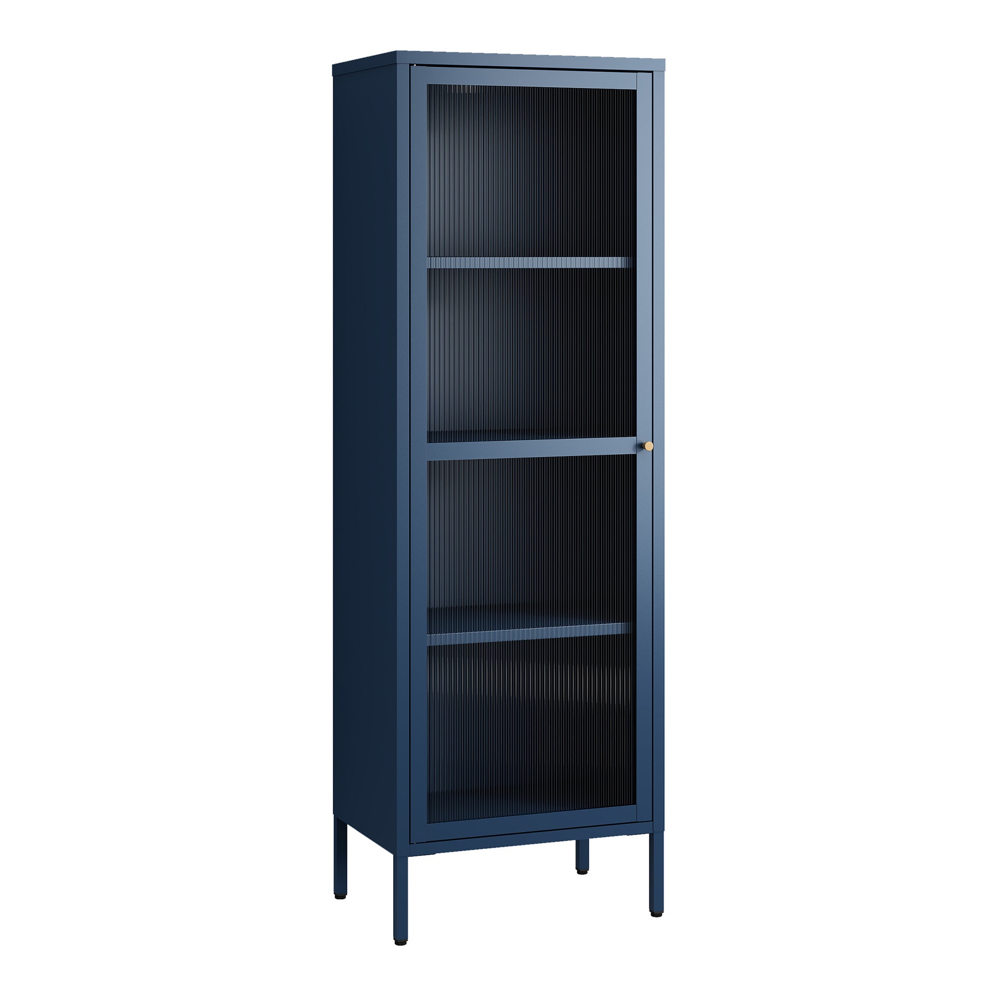 [En.casa] [En.casa] Vitrina Säkylä Con Puerta De Cristal 3 Estantes 150X50x35 Cm Marino Azul , Leroy Merlin