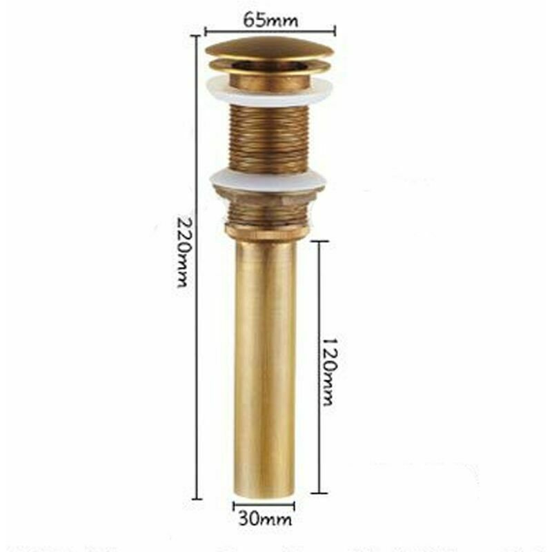Bonde et accessoires pour vasque et lavabo，Bonde de Lavabo Vidange sans Trop-Plein en Laiton Bronzé Universel Valve Draineur d’Evier Vasque Siphon - 3