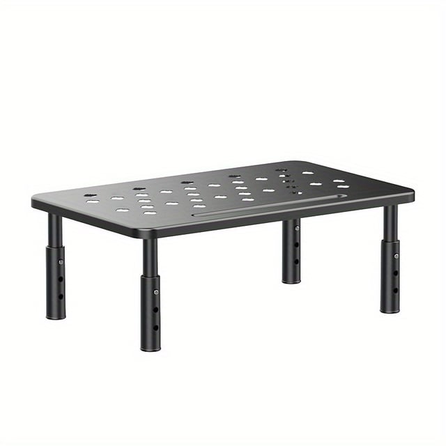 Supporto per monitor monoblocco, regolabile in 3 altezze, rialzo per monitor, supporto da pavimento per scrivania, nero, 37 x 23 cm