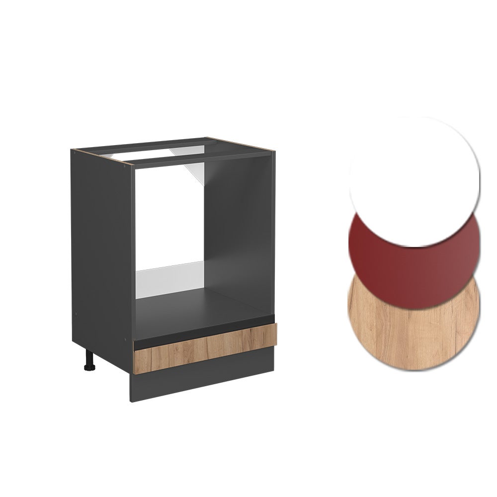 Vicco Meuble pour four R-Line, Chêne de force doré, 60cm J-Shape PT Marbre - 4
