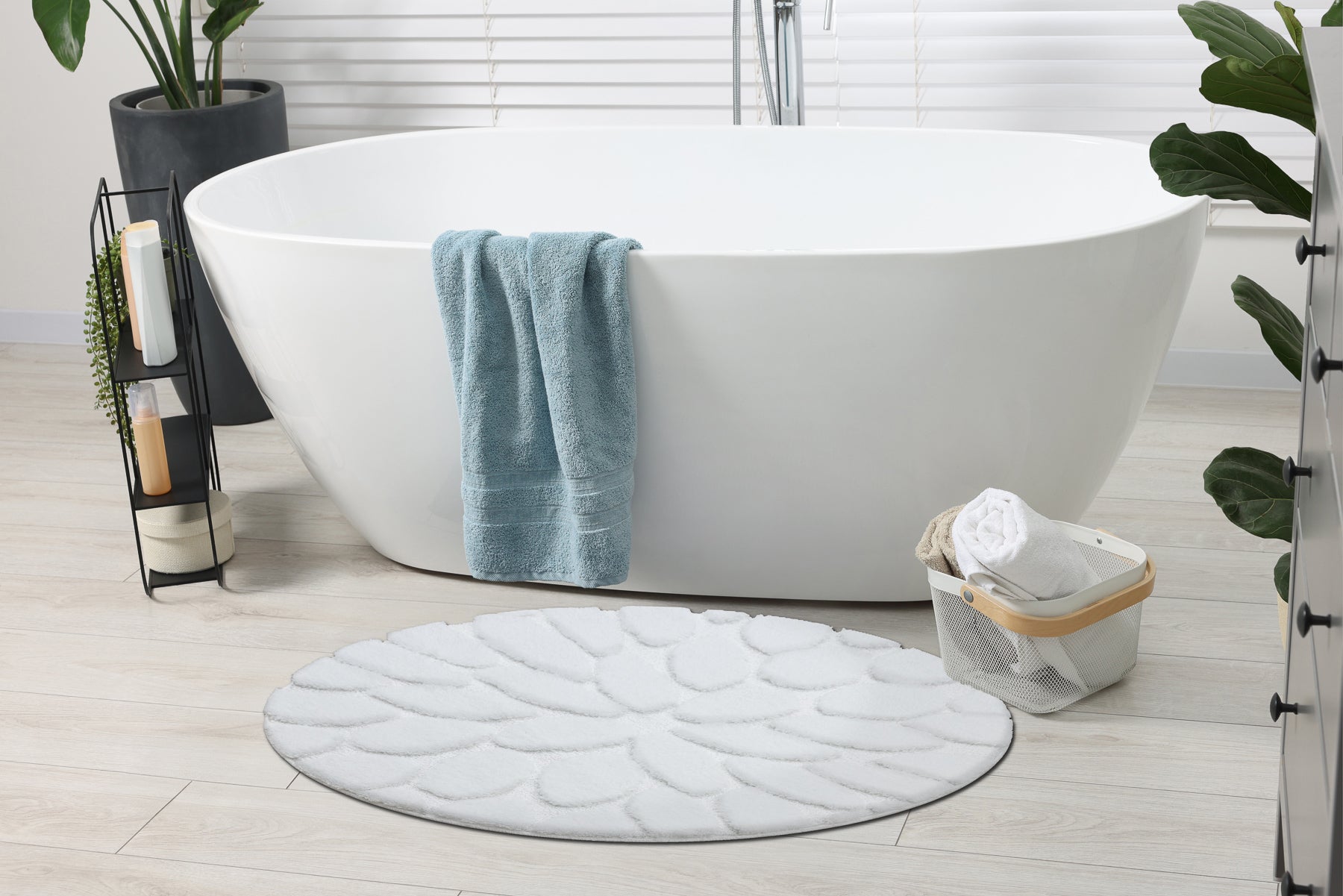 Tapis de salle de bain SUPREME cercle STONES, des pierres, antidérapant, doux - blanc cercle 100 cm - 3