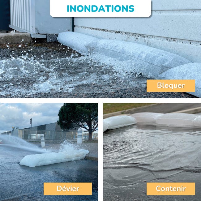 Sacco Assorbitore Acqua Estresen - Barriera Anti Alluvione Attivata Dall'Acqua - Paratie Antiallagamento Per Garage E Casa - 2 Pezzi 300x20cm - Foto 13