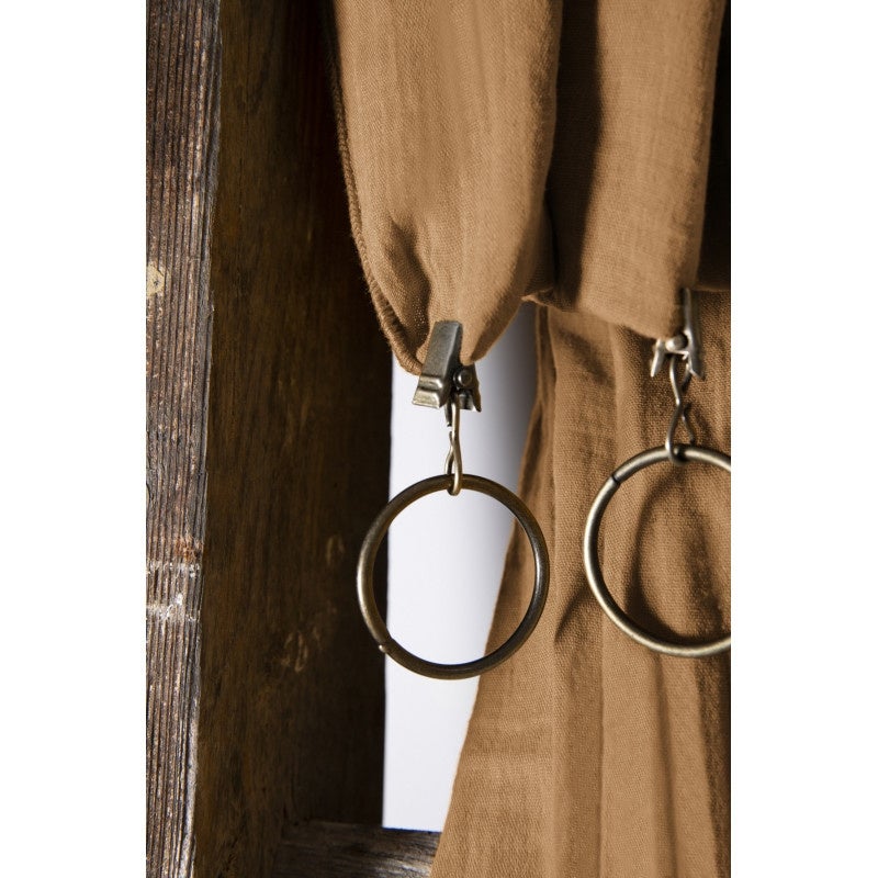 Lot de 2 rideaux 140 x 300 cm réglables double gaze de coton Camel - 6