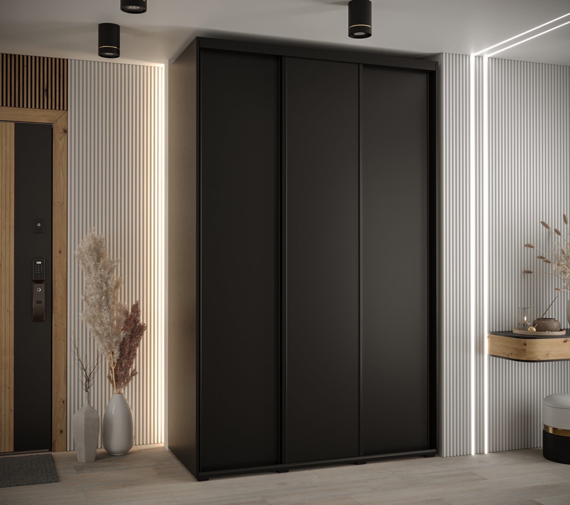 Szafa przesuwna wysoka Davos 1 150 x 45 x 235,2 cm czarny + czarny + u. czarny - Abiks Meble - 2