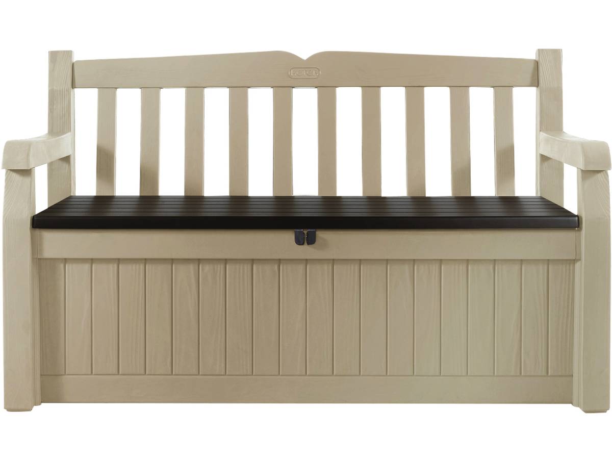 Coffre-banc jardin résine "Bogota" - 265 L - 140 x 60 x 84 cm - Beige