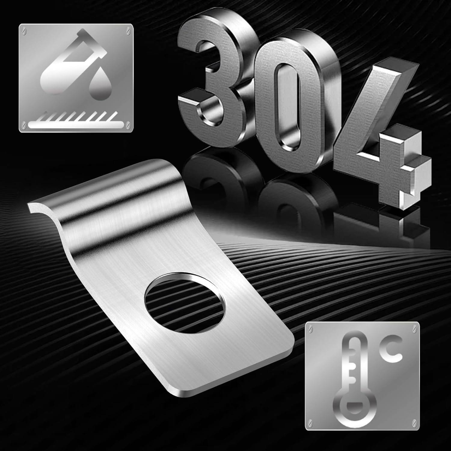 30 Pcs Fixation Grillage Rigide Sur Mur 5mm Attache Grillage Rigide Inoxydable Colliers de Serrage en U à Trou Unique Fixation Murale Grillage Rigide - 3