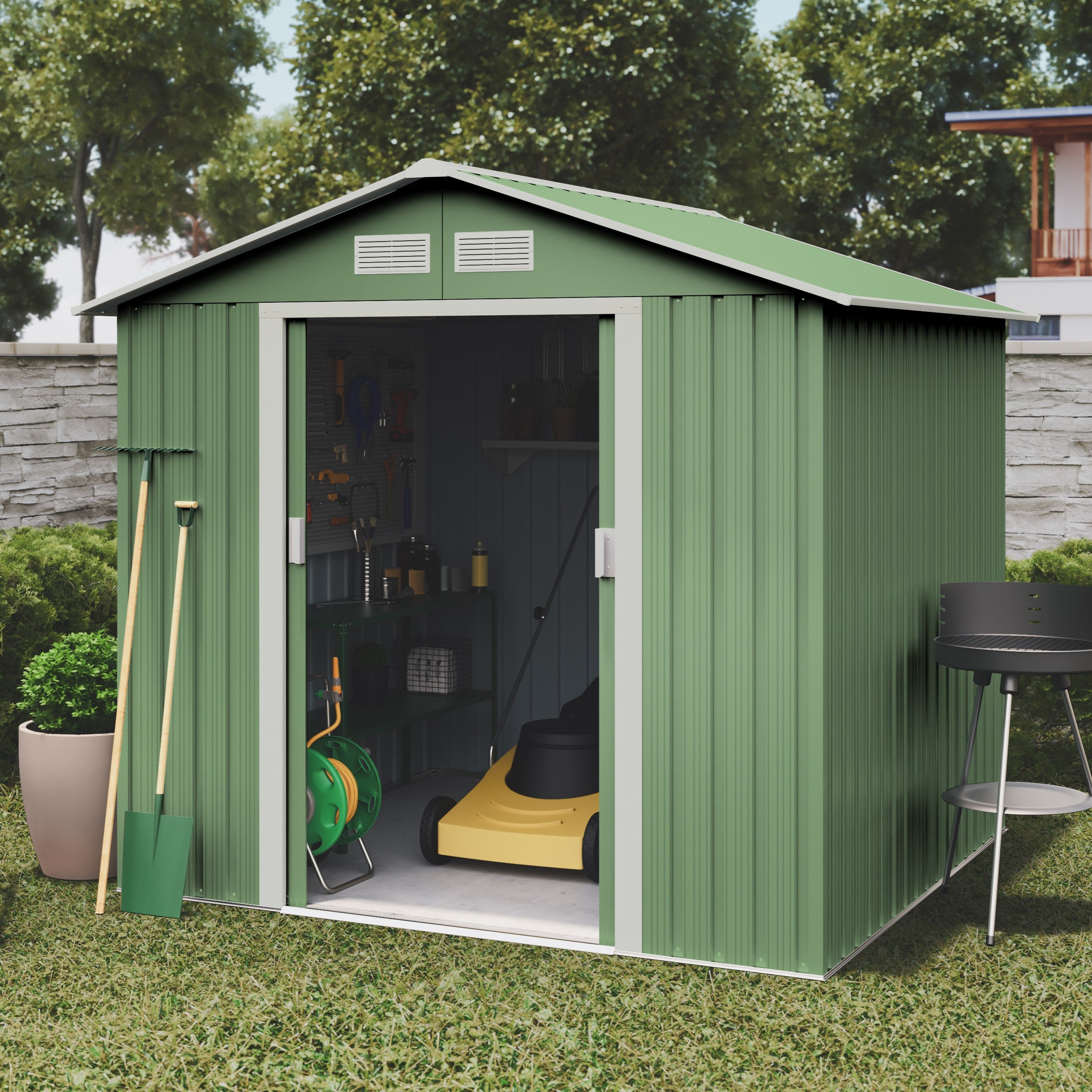 Abri de Jardin en Métal 5,27 m2 Gotland - Garantie 10 Ans - 202x261x202cm - Remise stockage exterieur - 2