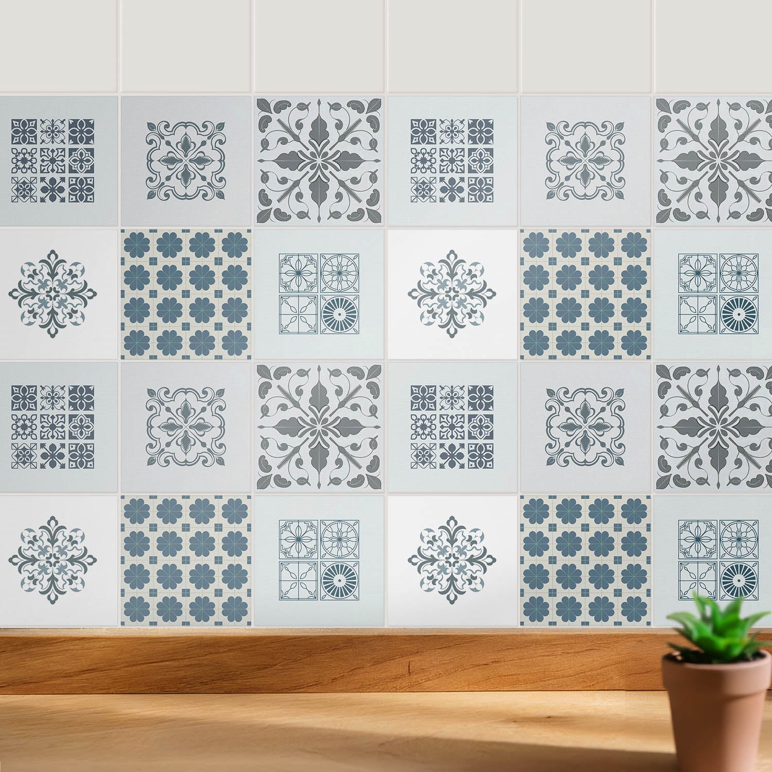 FoLIESEN Tile Stickers, 20 Cm X 25 Cm, Bleu Outremer Matt, 50 Pieces