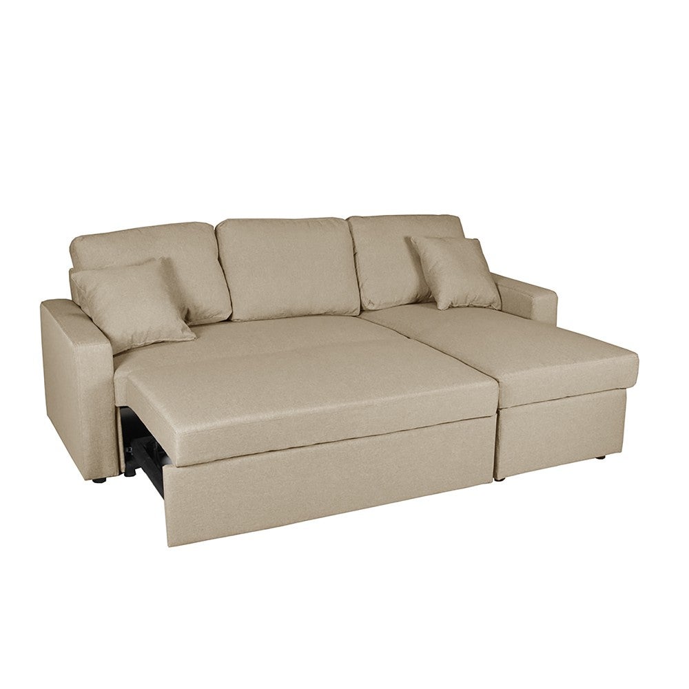 Canapé d'angle ODEON convertible, coffre et réversible / Beige - 5