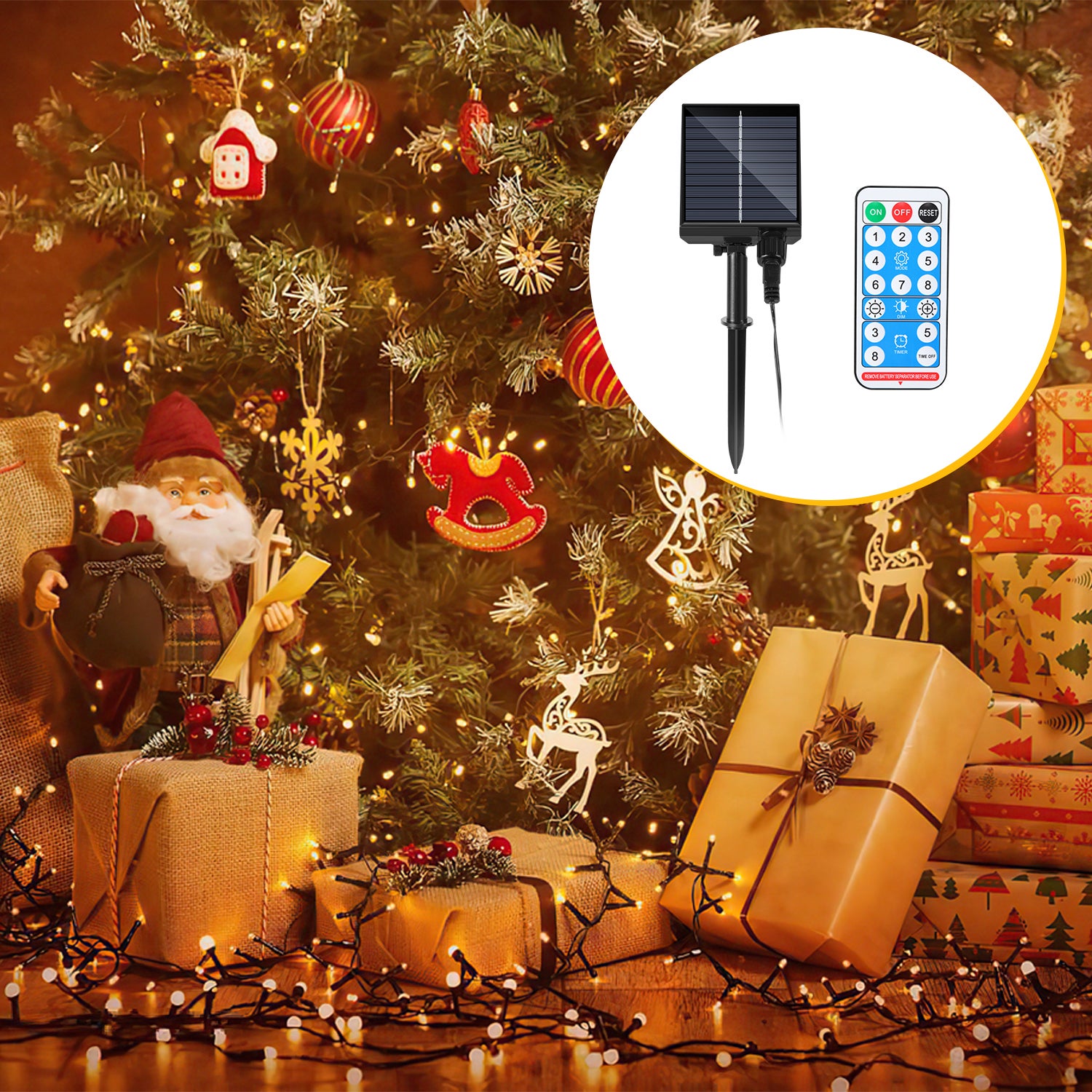 Guirlande Lumineuse Solaire Extérieure 30m 800 LED - 2500mAh - 8 Modes + Timer - IP65 Étanche - Pour Noël, Jardin, Balcon