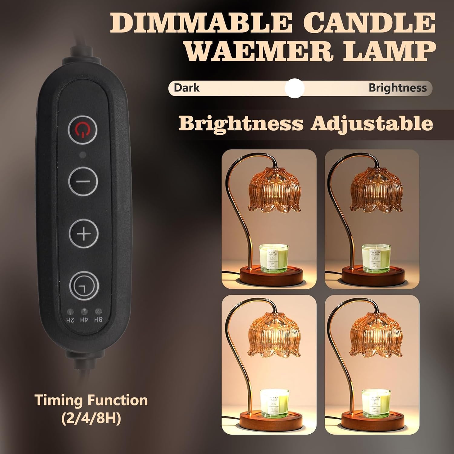 Lampe chauffante à bougie avec variateur - Lampe à bougie parfumée avec minuterie, livrée avec 2 ampoules [Classe énergétique F] - 5