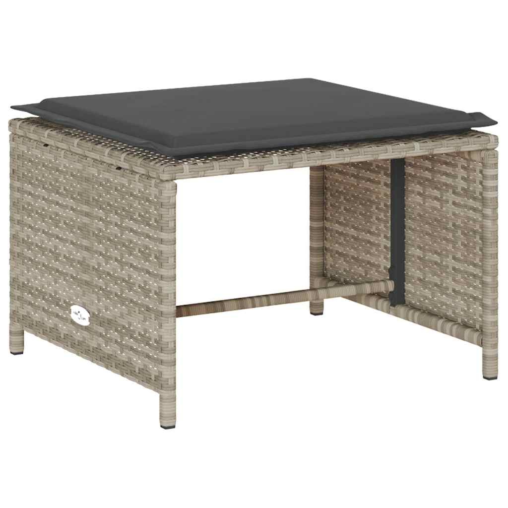 Salon de jardin 5 pcs coussins empilable gris clair polyrotin - 7