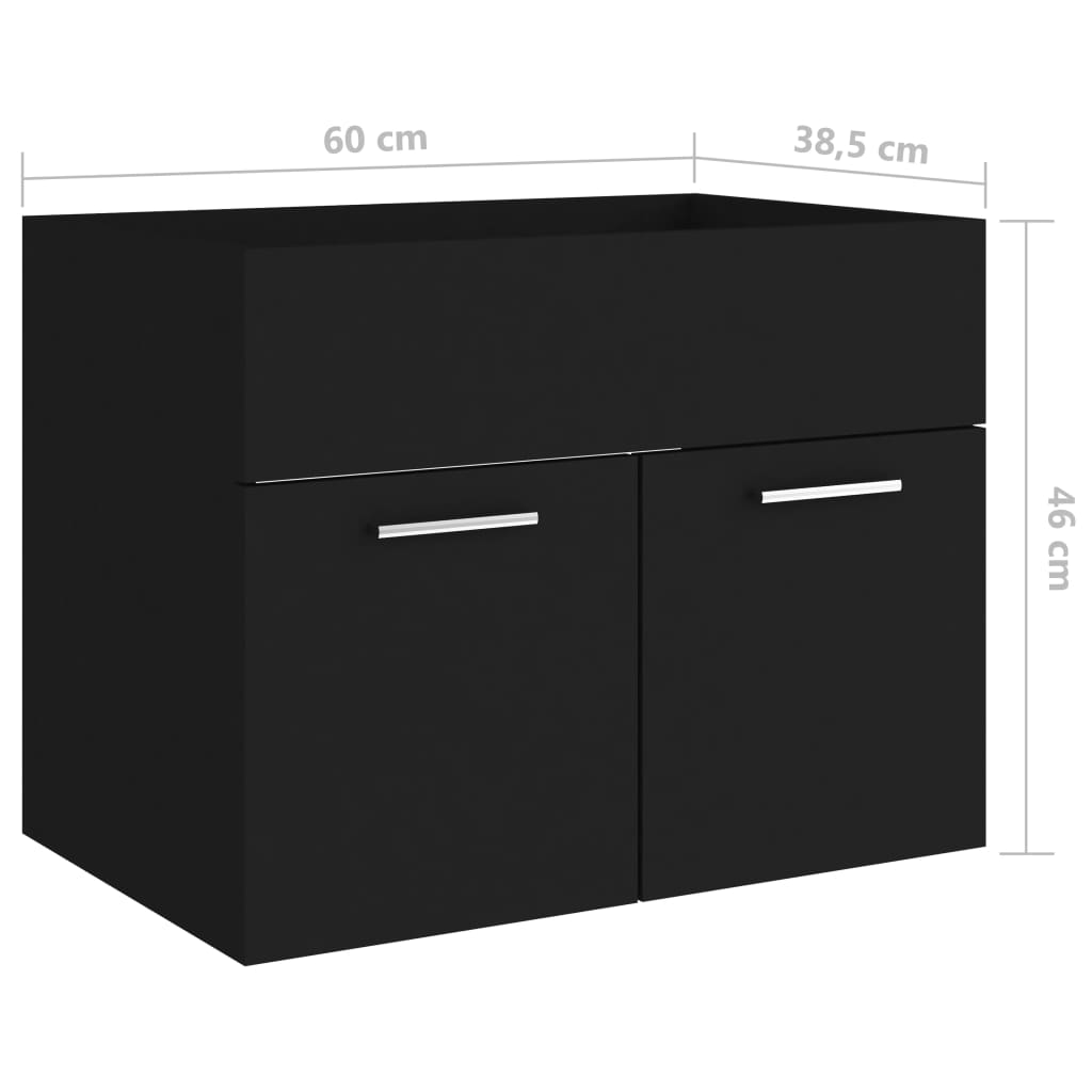 Maison Exclusive - Mobile Sottolavabo Nero 60x38,5x46 cm in Legno Multistrato - 8