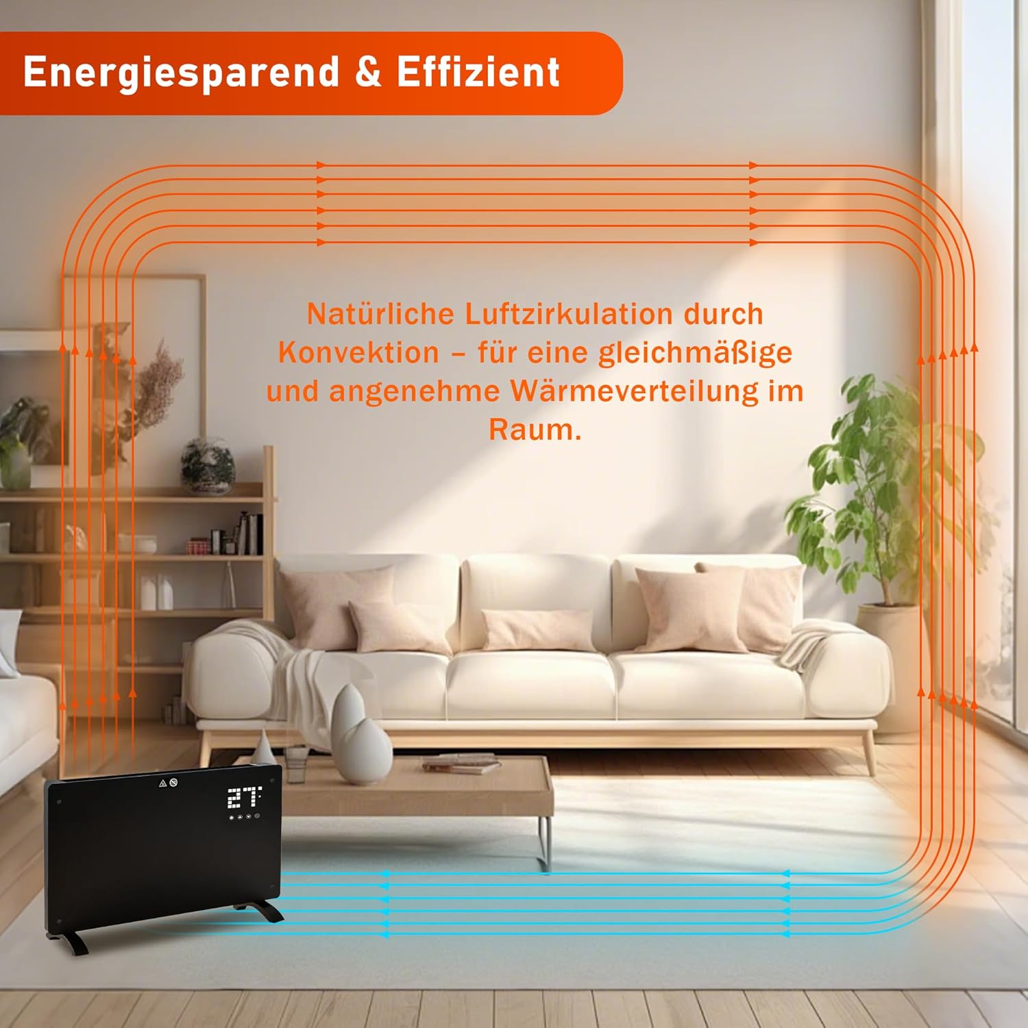 Nettlife Calefactor Eléctrico 2000W, Radiador Silencioso con Mando a Distancia, Termostato, Temporizador y 2 Modos. - 6