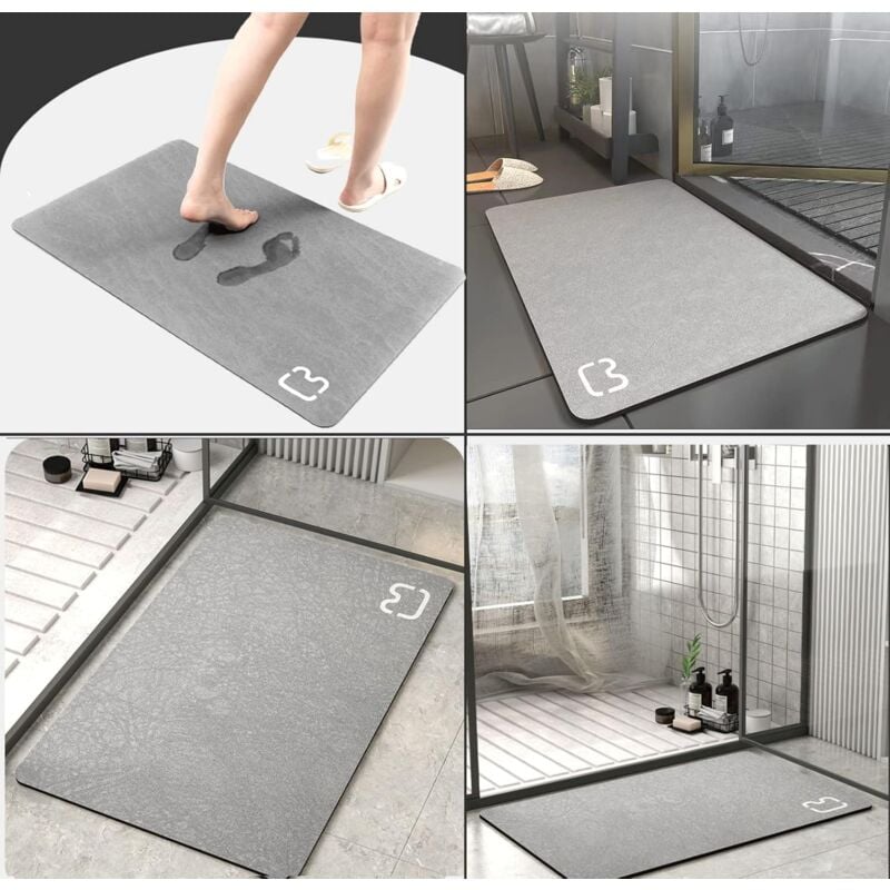 Tapete de banho antiderrapante superabsorvente de diatomita, tapete de banheiro, tapete de banheira, tapete de chuveiro macio de secagem rápida (50x80 - 3