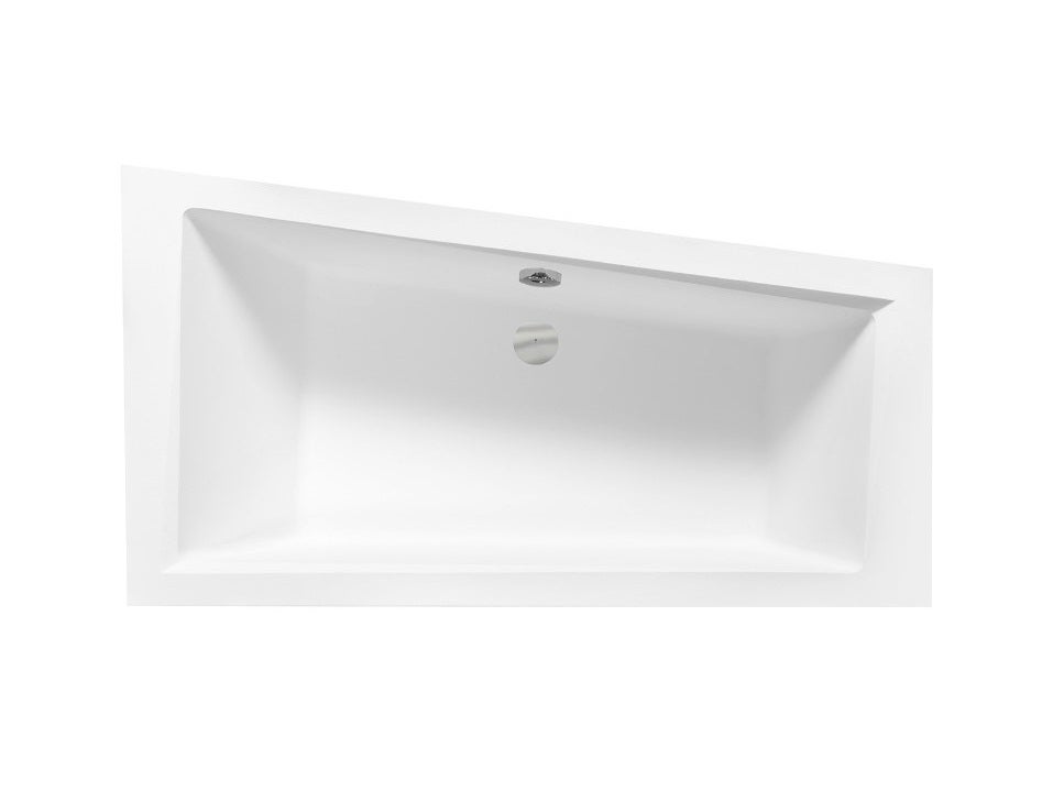 Baignoire asymétrique de 150 x 85 cm - Blanc - Gauche - avec Repose Tête OFFERT - INTIMA - 2