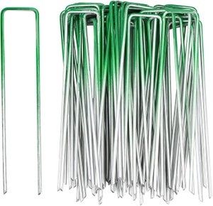 50 Piquets De Jardin Galvanisés + 50 Rondelles + Crochet - 150x40 Mm - Pour Gazon, Bâche, Tuyaux