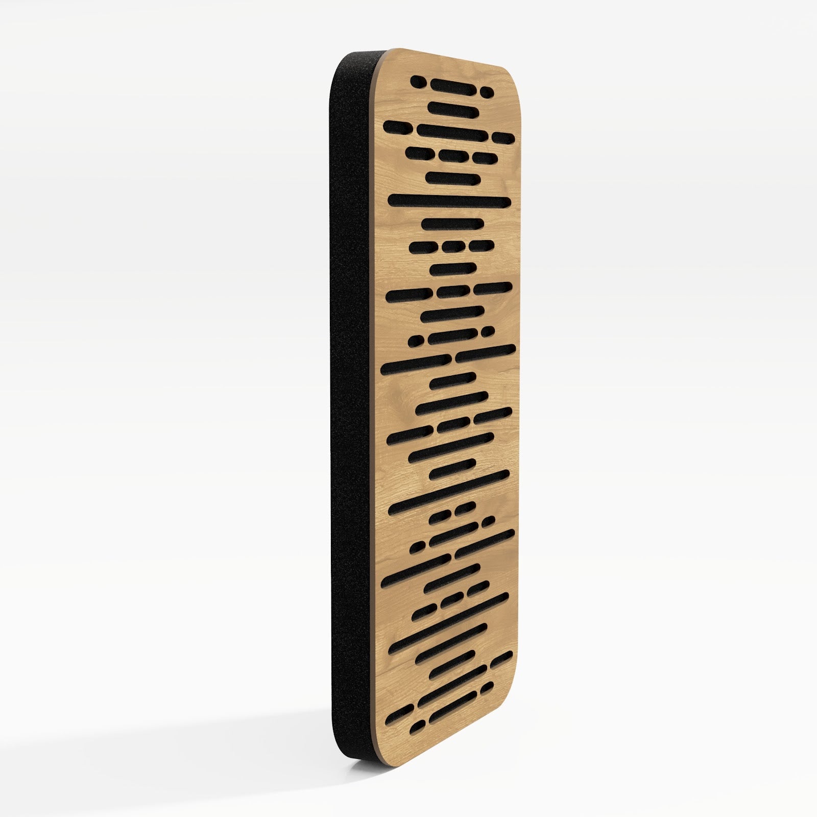 Lot de 4 Panneaux acoustiques Wave-D18 étroits insonorisants 23x46x3 cm - 0,42 m² surf.totale -MDF perforé laminé et mousse acoustique -Chêne - 3