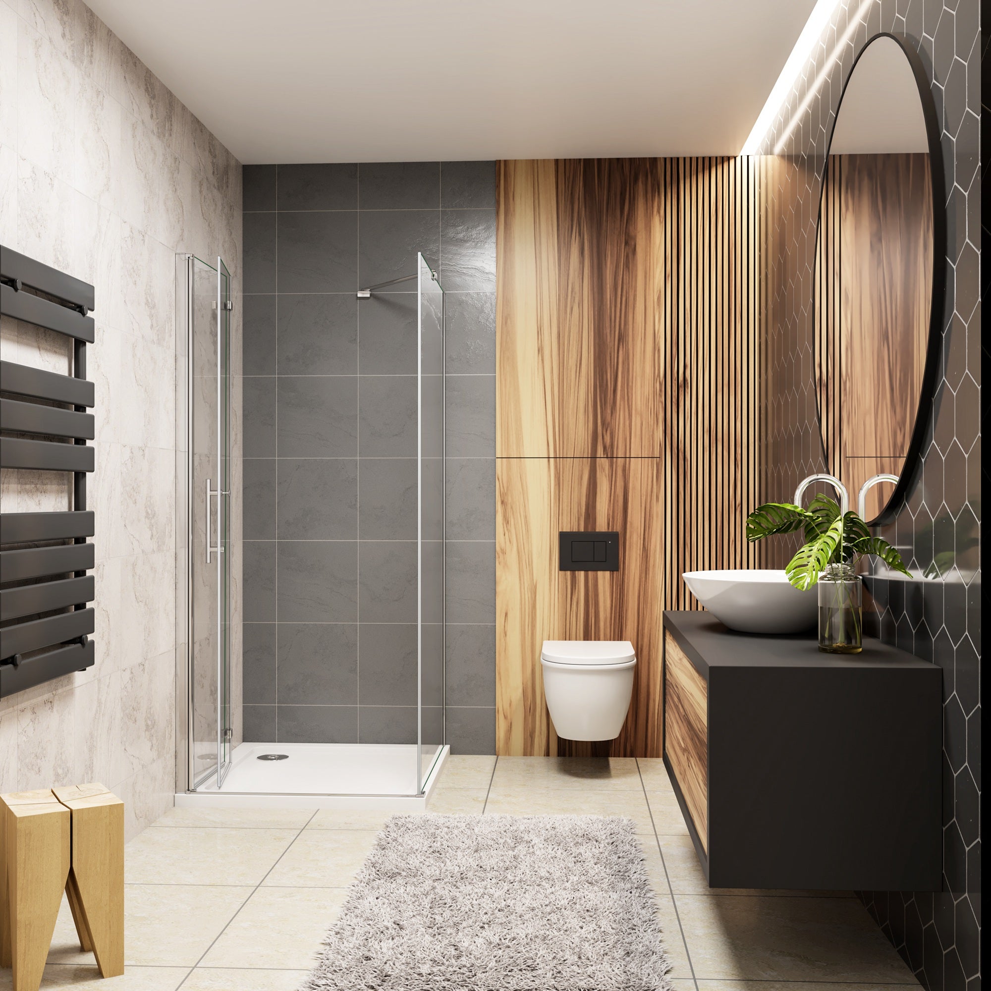 Box Doccia Angolare Alto 185 cm Porta Battente Pieghevole Parete Laterale 70x80 cm Vetro 6 mm Temperato Anticalcare con Barra Stabilizzatrice - 4