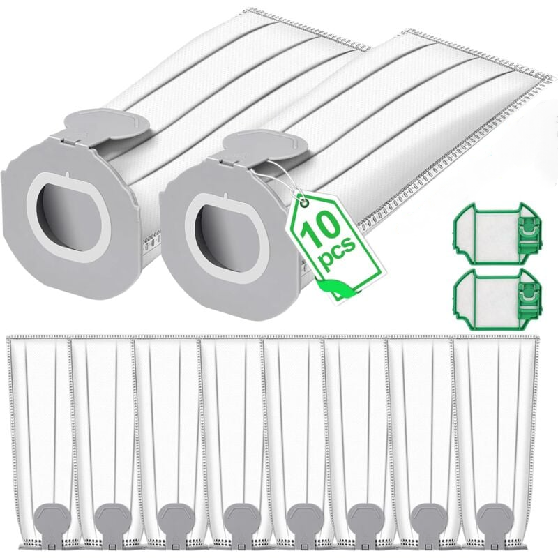 Lot De 10 Sacs Aspirateur Vorwerk Kobold ET31, ET340, VK118 à VK122 – Compatible Unifit Professional – Qualité Polythène
