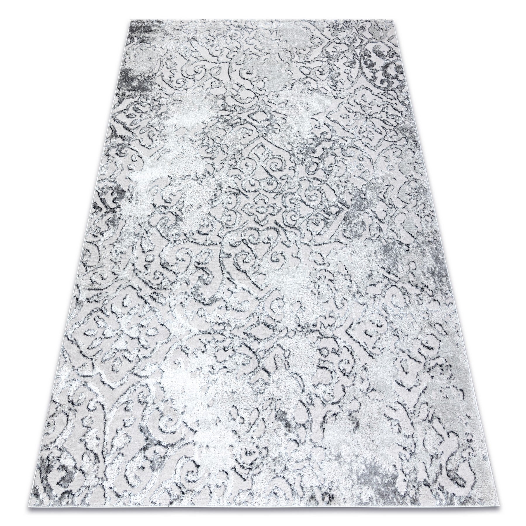 Alfombra mefe moderna 8724 ornamento vintage - structural dos niveles de vellón gris 240x330 cm