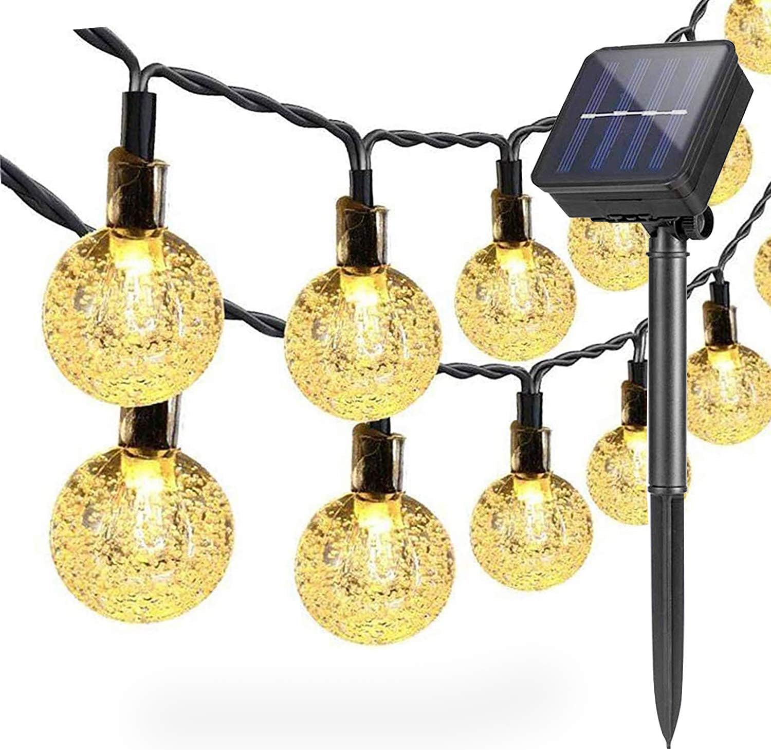 Lampki solarne, lampki solarne, 12 metrów, 100 diod LED, lampki dekoracyjne na święta (ciepłe białe światło).