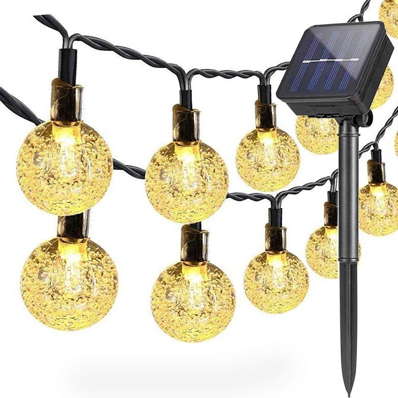 Lampki solarne, lampki solarne, 12 metrów, 100 diod LED, lampki dekoracyjne na święta (ciepłe białe światło).