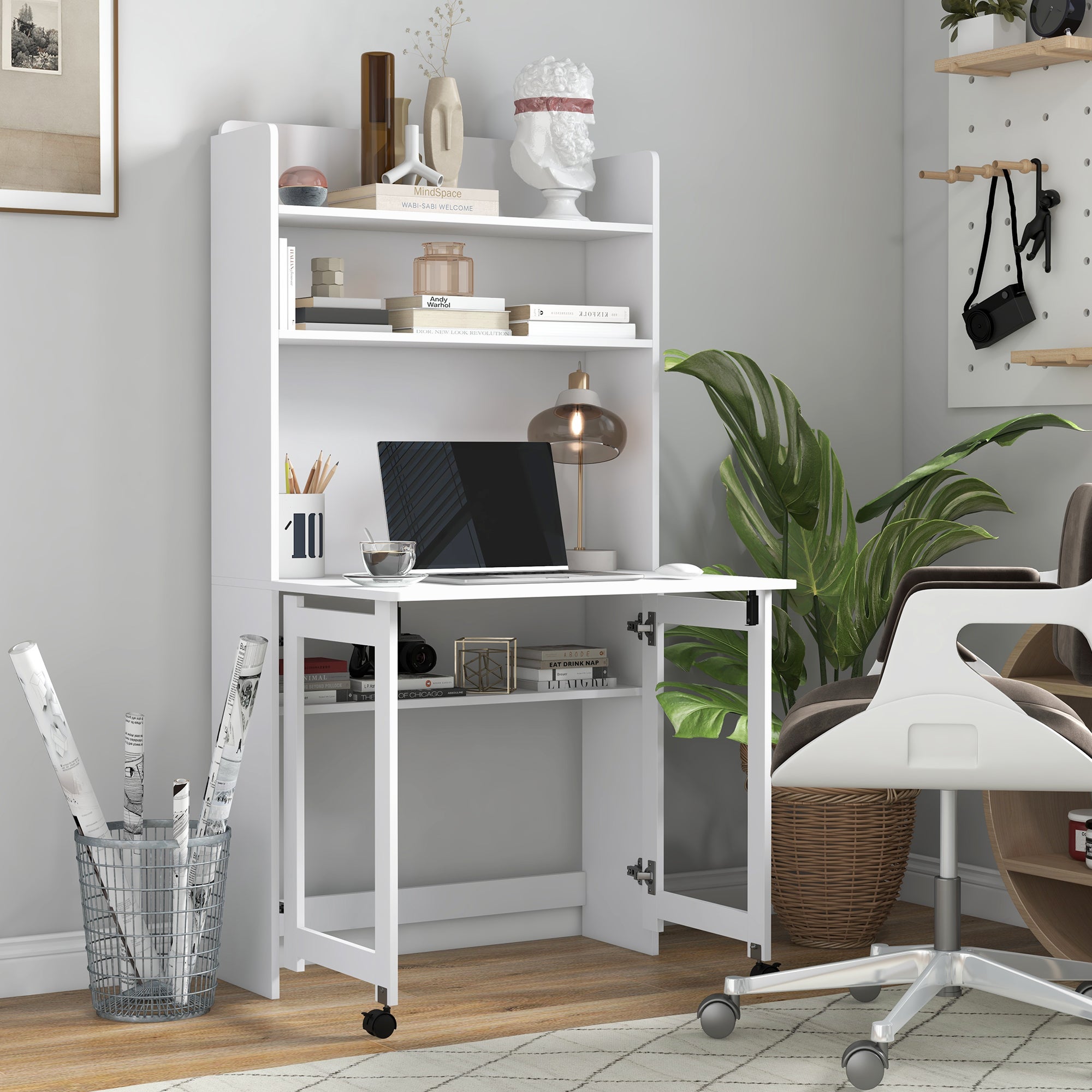 Bureau informatique MDF blanc HOMCOM | Leroy Merlin