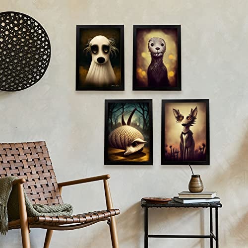 Set De 4 Posters Perros Estilo T Burton Ilustraciones Y Pósters De Animales Inspirados En El Arte Gótico Y Oscuro De Burton Diseño Y A3 Sin Marco - 5