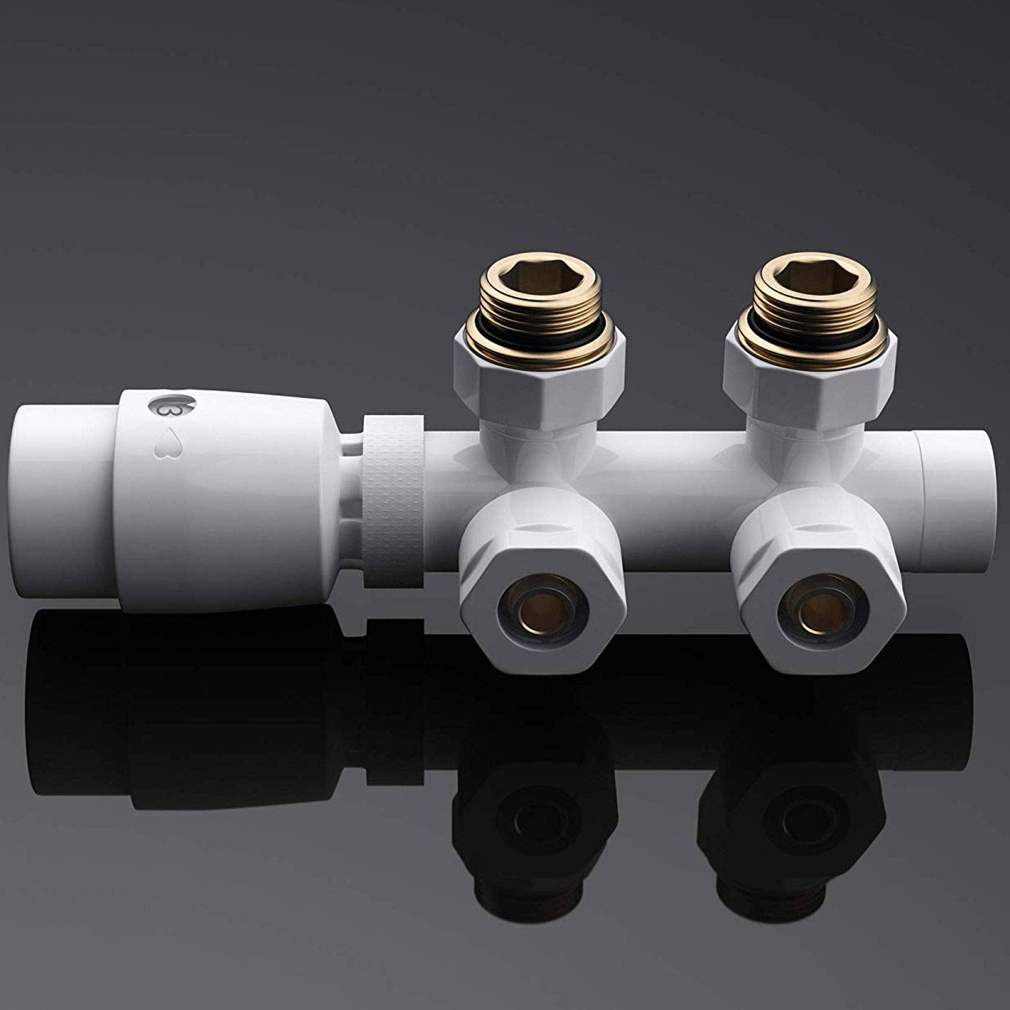 doporro Robinet de Radiateur Thermostatique Blanc Contrôleur de Chauffage Connexion Centrale 187mm - 2