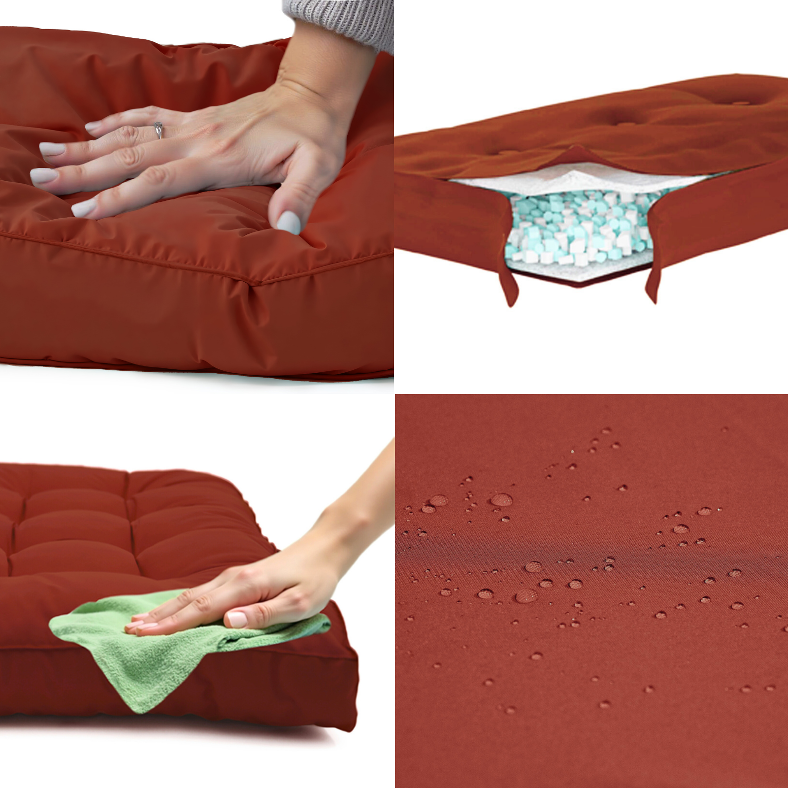 Coussins pour salon de jardin capitonné 120x60cm Terracotta - 6