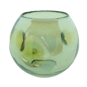 Funsoba Vaso In Vetro Verde Con Bocca Dorata, Centrotavola Decorativo Fatto A Mano 11,9x25,1x7,9 Cm