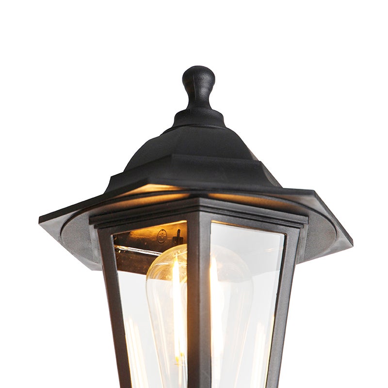 Qazqa classic-antique lanterne extérieure pour jardin - New Haven - noir, max. 15w, e27, 216.5cm, IP44, à 3 lumières - 4