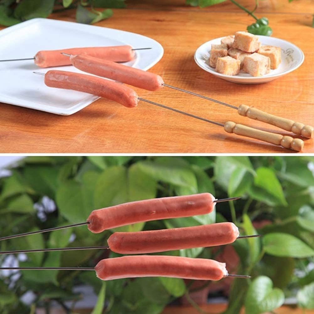 10 pezzi di spiedini per barbecue in acciaio inossidabile, riutilizzabili, per barbecue, kebab, bastoncini di ferro, strumenti da campeggio per picnic - 5