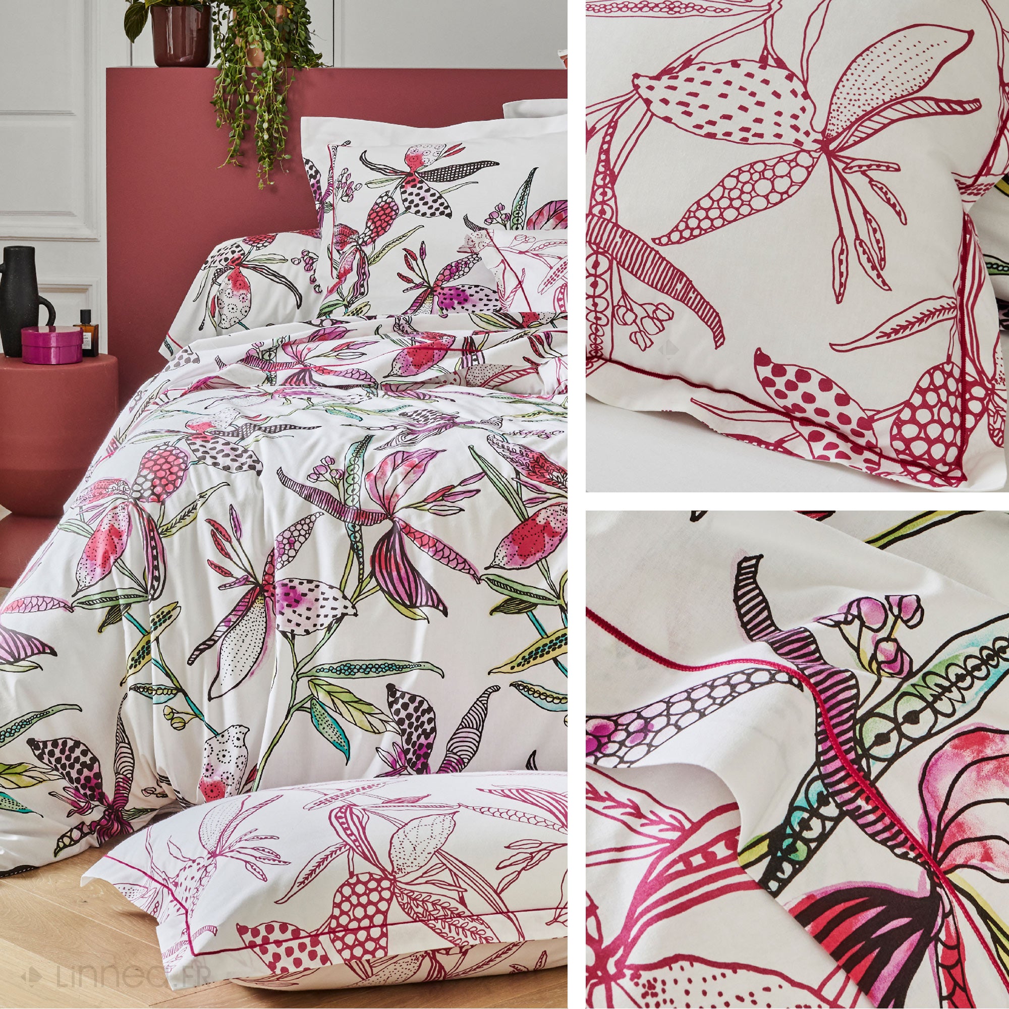 Parure De Lit 3 Pièces 240x220 Cm GABELA – 100% Coton 57 Fils Imprimé