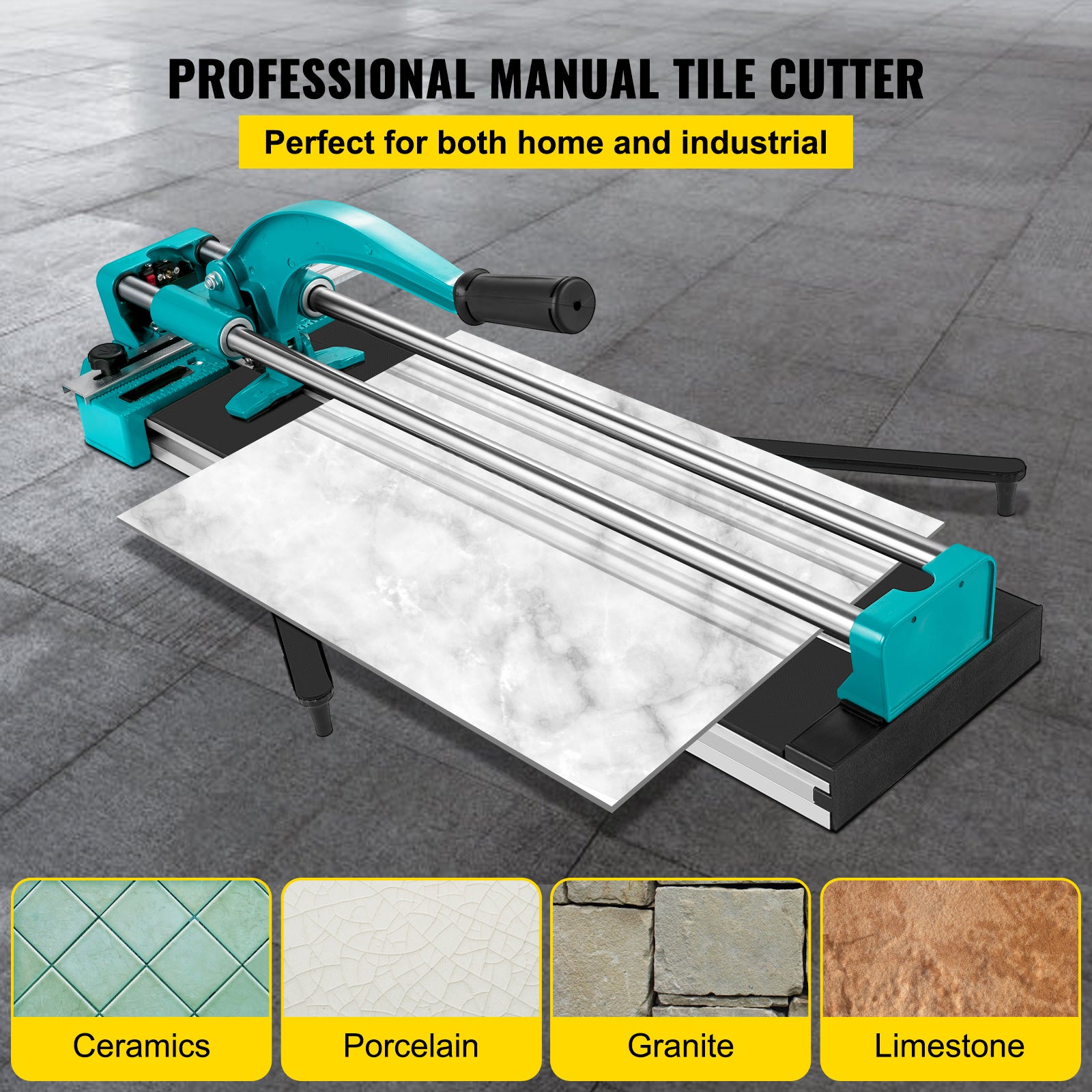 Coupe-carrelage manuel 24 pouces,SucceBuy doubles rails et supports avec guide laser précis,capacité de coupe 3/5 po,outils de coupe de précision - 4